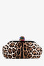 Dolce & Gabbana Ponyhair Calfskin Leopard Print Clutch with Chain