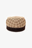 Gucci Brown Leather GG Supreme Buckle Detail Hat Size L