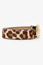 Prada Brown/Beige Ponyhair Calfskin Leopard Patterned Belt Size 85/34