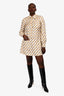 Gucci Silk Beige/Yellow Horsebit Patterned Shirt Dress Size 40