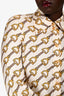 Gucci Silk Beige/Yellow Horsebit Patterned Shirt Dress Size 40