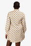 Gucci Silk Beige/Yellow Horsebit Patterned Shirt Dress Size 40