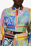 Versace Multicolour Silk Graphic Print Shirt Midi Dress Size 40 with Belt