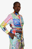 Versace Multicolour Silk Graphic Print Shirt Midi Dress Size 40 with Belt