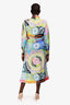 Versace Multicolour Silk Graphic Print Shirt Midi Dress Size 40 with Belt