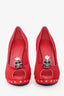 Alexander McQueen Red Ponyhair Calfskin Peep Toe Heels Size 36