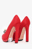 Alexander McQueen Red Ponyhair Calfskin Peep Toe Heels Size 36