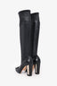 Christian Dior Black Leather Logo Plaque Knee High Boots Size 36