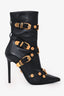Versace Black Leather Medusa Buckle Strap Ankle Boots Size 36