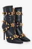 Versace Black Leather Medusa Buckle Strap Ankle Boots Size 36