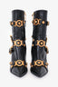 Versace Black Leather Medusa Buckle Strap Ankle Boots Size 36