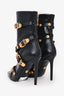 Versace Black Leather Medusa Buckle Strap Ankle Boots Size 36