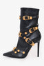 Versace Black Leather Medusa Buckle Strap Ankle Boots Size 36