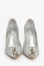 Alexander McQueen Silver Glitter Pointed Stud Heels Size 38