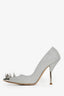 Alexander McQueen Silver Glitter Pointed Stud Heels Size 38