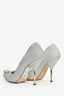 Alexander McQueen Silver Glitter Pointed Stud Heels Size 38
