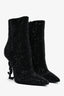 Saint Laurent Black Crystal Embellished Logo 'Opyum' Boots Size 38