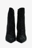Saint Laurent Black Crystal Embellished Logo 'Opyum' Boots Size 38