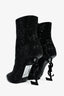 Saint Laurent Black Crystal Embellished Logo 'Opyum' Boots Size 38