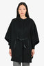 Loro Piana Black Cashmere/Leather Belted Cape Est. S/M