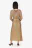 M Missoni Gold Metallic Zigzag Stripe Maxi Dress Size 40