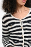 Maje Navy/White Striped Crochet Knit Button-Up Long Sleeve Cardigan Size 1