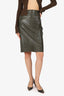 Akris Green Leather Midi Skirt Size 8