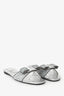 Salvatore Ferragamo Silver Glitter Vara Bow Slide Sandals Size 9