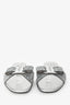 Salvatore Ferragamo Silver Glitter Vara Bow Slide Sandals Size 9