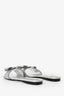 Salvatore Ferragamo Silver Glitter Vara Bow Slide Sandals Size 9