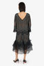 Marchesa Notte Black Mesh Tulle Midi Dress Size 14