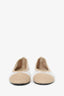 Pre-Loved Chanel™ White/Brown Raffia CC Cap Toe Ballerina Flats Size 37.5