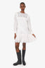Sandro White Lace Trim Ruffled Dress Size 42