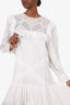 Sandro White Lace Trim Ruffled Dress Size 42