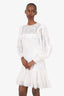 Sandro White Lace Trim Ruffled Dress Size 42