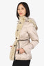 Weekend Max Mara Beige Metallic Puffer Coat with Fur Size 38