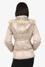 Weekend Max Mara Beige Metallic Puffer Coat with Fur Size 38