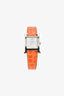Hermès 2018 Orange Alligator Stainless Steel H Heure Watch
