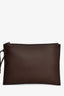 The Row Brown Grained Leather Wristlet