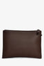 The Row Brown Grained Leather Wristlet
