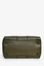 Prada Army Green Leather Double Zip Top Handle Tote Bag with Strap
