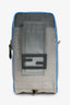 Fendi Grey Ombre Canvas Blue Trim Vertical Crossbody