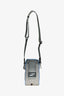 Fendi Grey Ombre Canvas Blue Trim Vertical Crossbody
