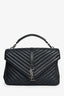 Saint Laurent 2016 Navy Leather Chevron Large Envelope Bag
