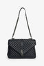 Saint Laurent 2016 Navy Leather Chevron Large Envelope Bag
