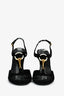 Gucci Vintage Black Suede Gold/White Detailed Heeled Sandals Size 37.5
