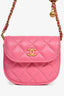 Pre-Loved Chanel™ 2019 Pink Lambskin Mini Pearl Crush Waist Bag