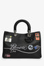 Christian Dior 2015 Black Leather 'Paradise' Diorissimo Medium Top Handle Bag
