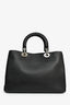 Christian Dior 2015 Black Leather 'Paradise' Diorissimo Medium Top Handle Bag