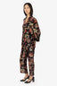Cara Cara Black/Multicolour Velvet Floral Print Shirt With Pants Set Size XS